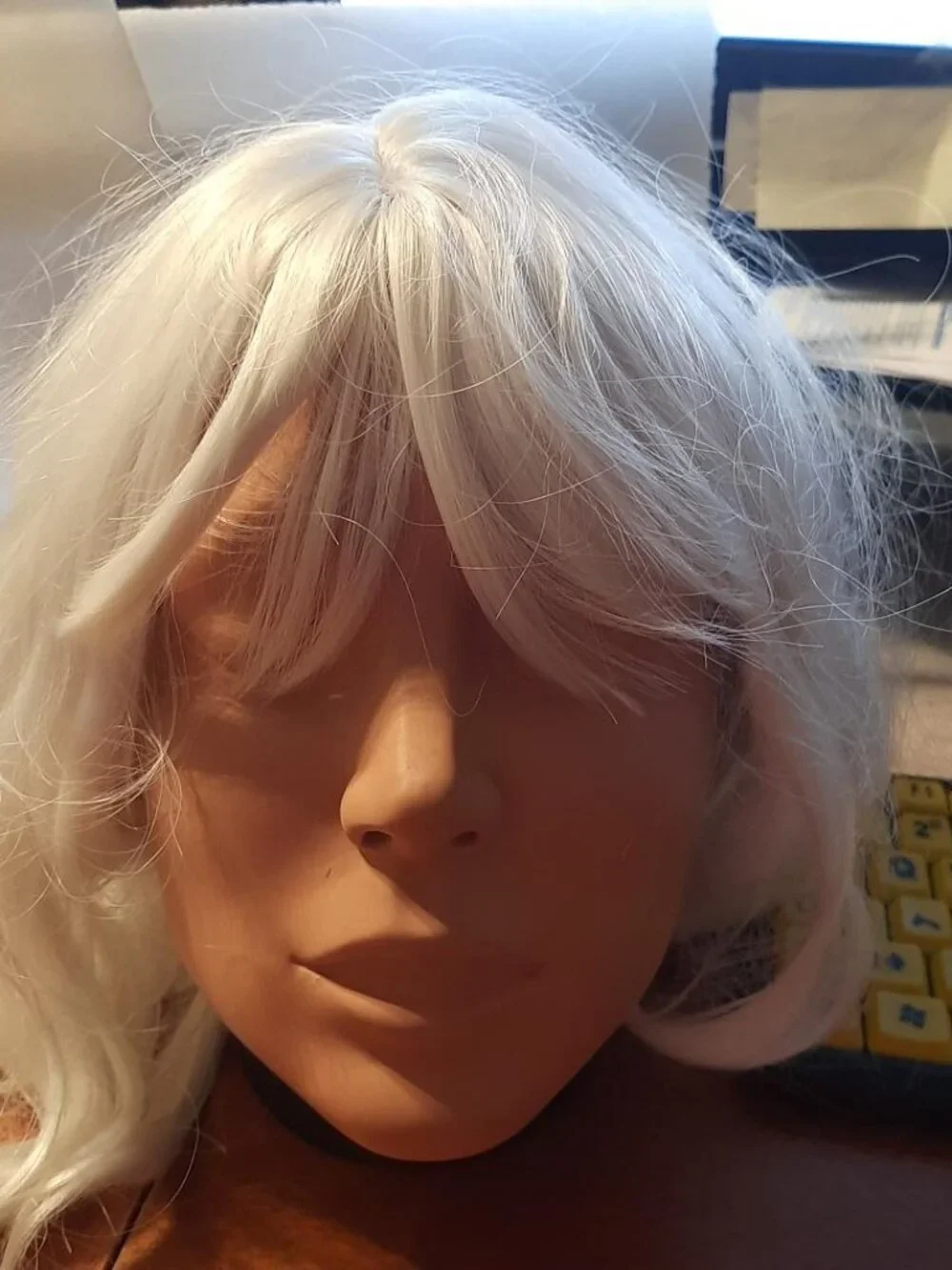 NEW ! Women Long Wig 16 Inch Curly White